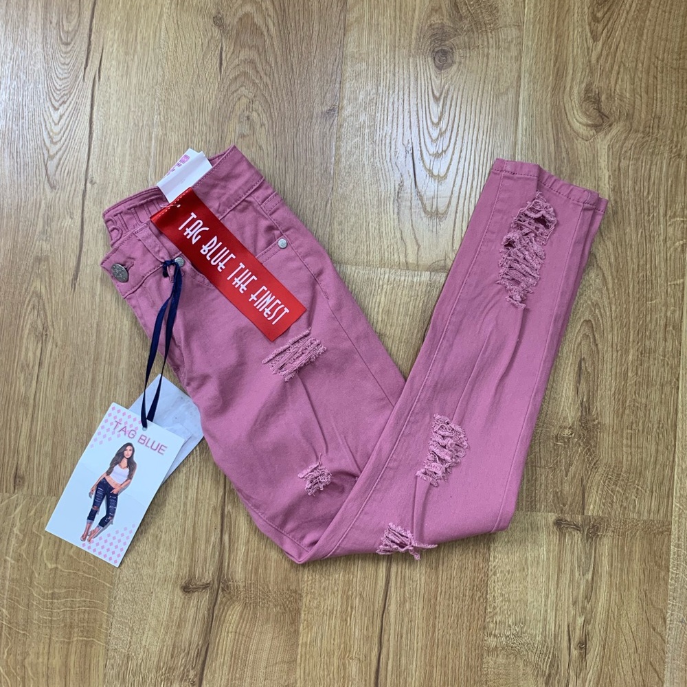 Mauve Distressed Skinny Jeans